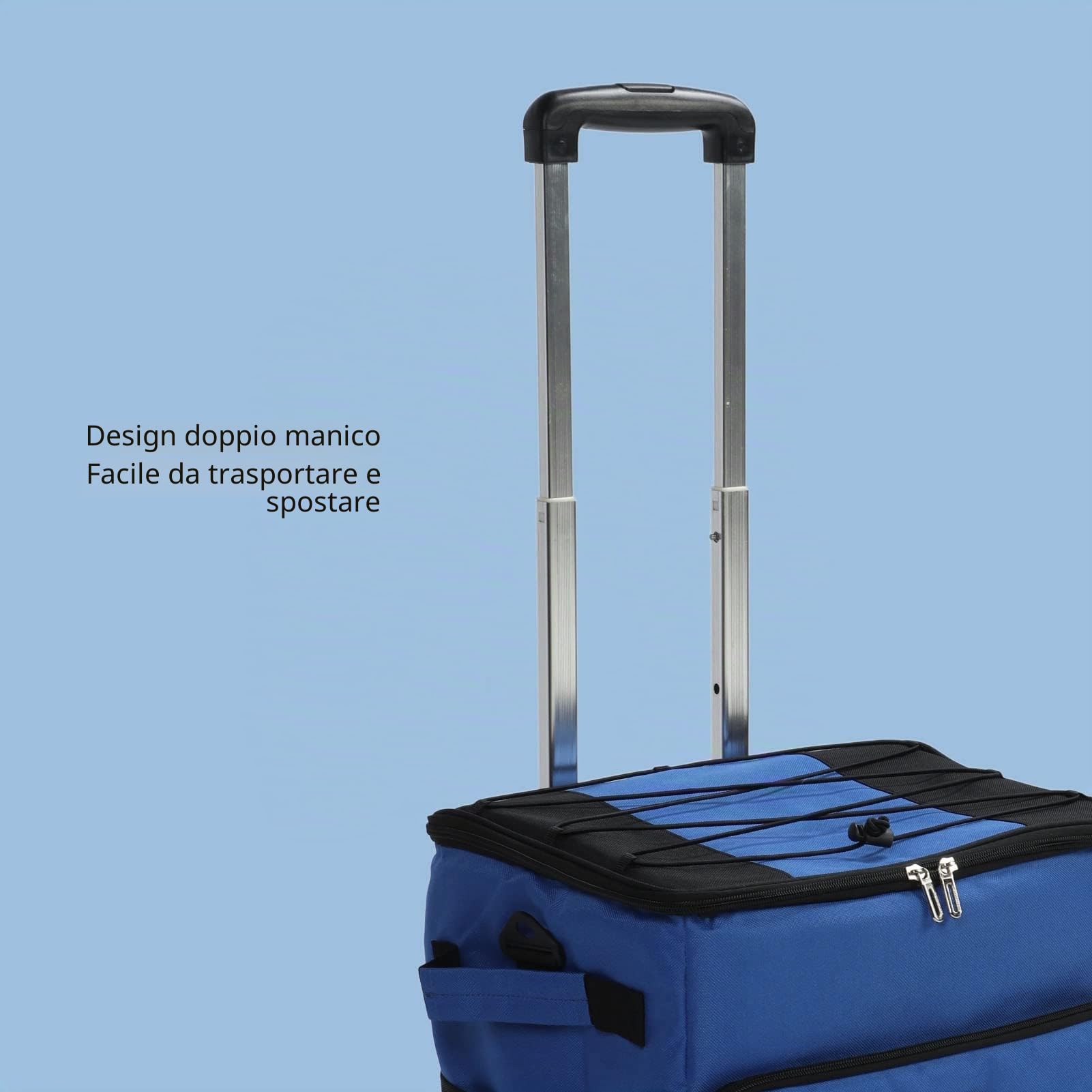 Socobeta Dispositivo di Raffreddamento con Ruote, Borsa Termica Rotante di Grande capacità da 35 Litri Tessuto Oxford Foglio di Alluminio Borsa Termica Portatile Impermeabile Anti-perdite