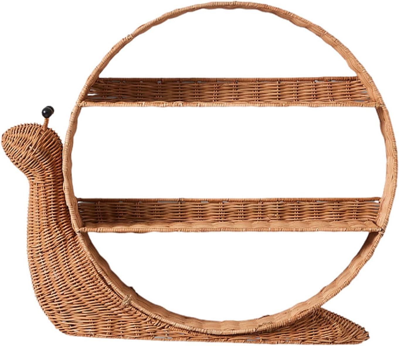 ZYFAB Cute Snail-Shaped Woven Wall Shelf, Handmade Rattan Hanging Storage Rack for Bedroom Living Room Decor Boho Wall-Mounted Storage Organizer for Small Items,A