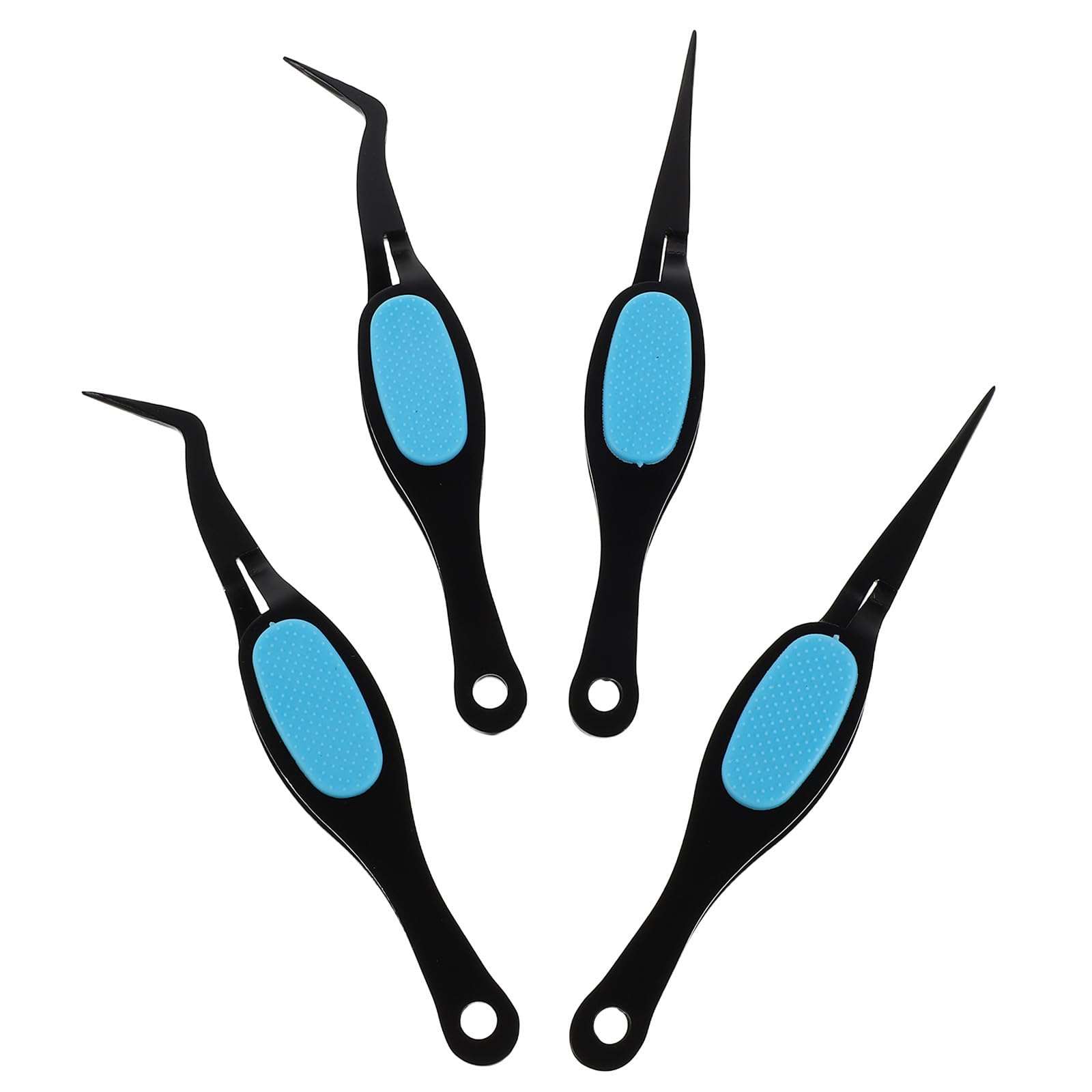 Pinzas para decoración de uñas Gatuida: juego de 4 piezas inversas de acero recto y curvo