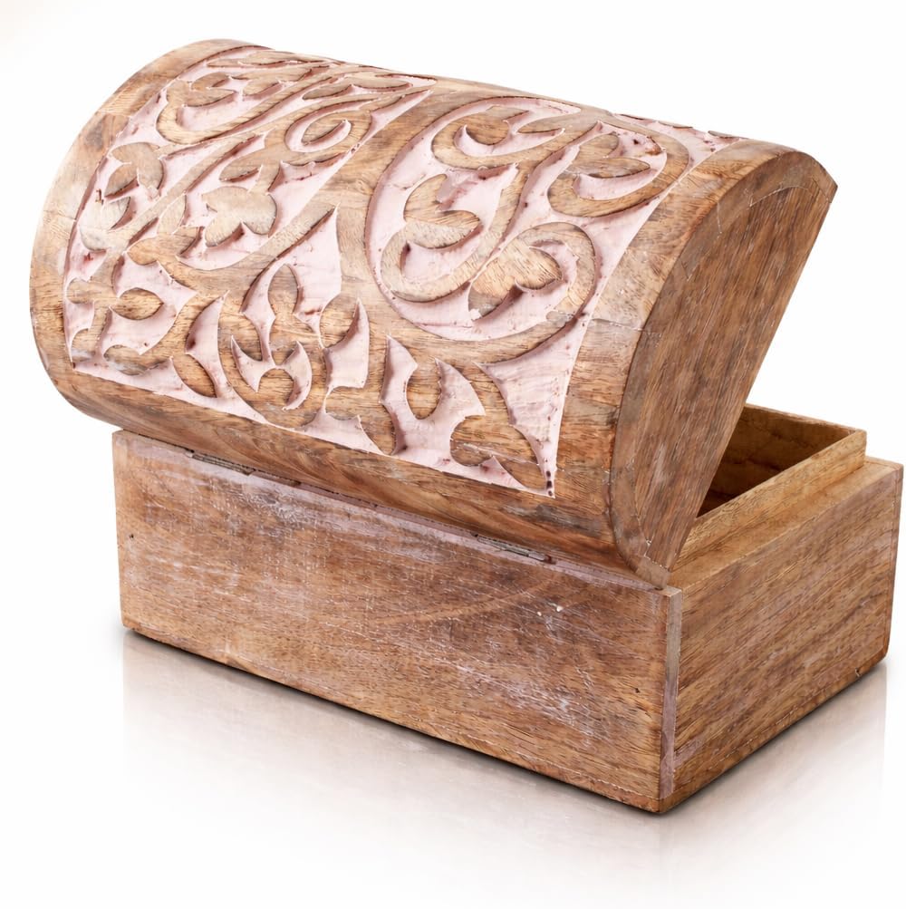 Handmade Wooden Jewelry & Keepsake Box, Decorative Storage Box, 9 x 6 Inch