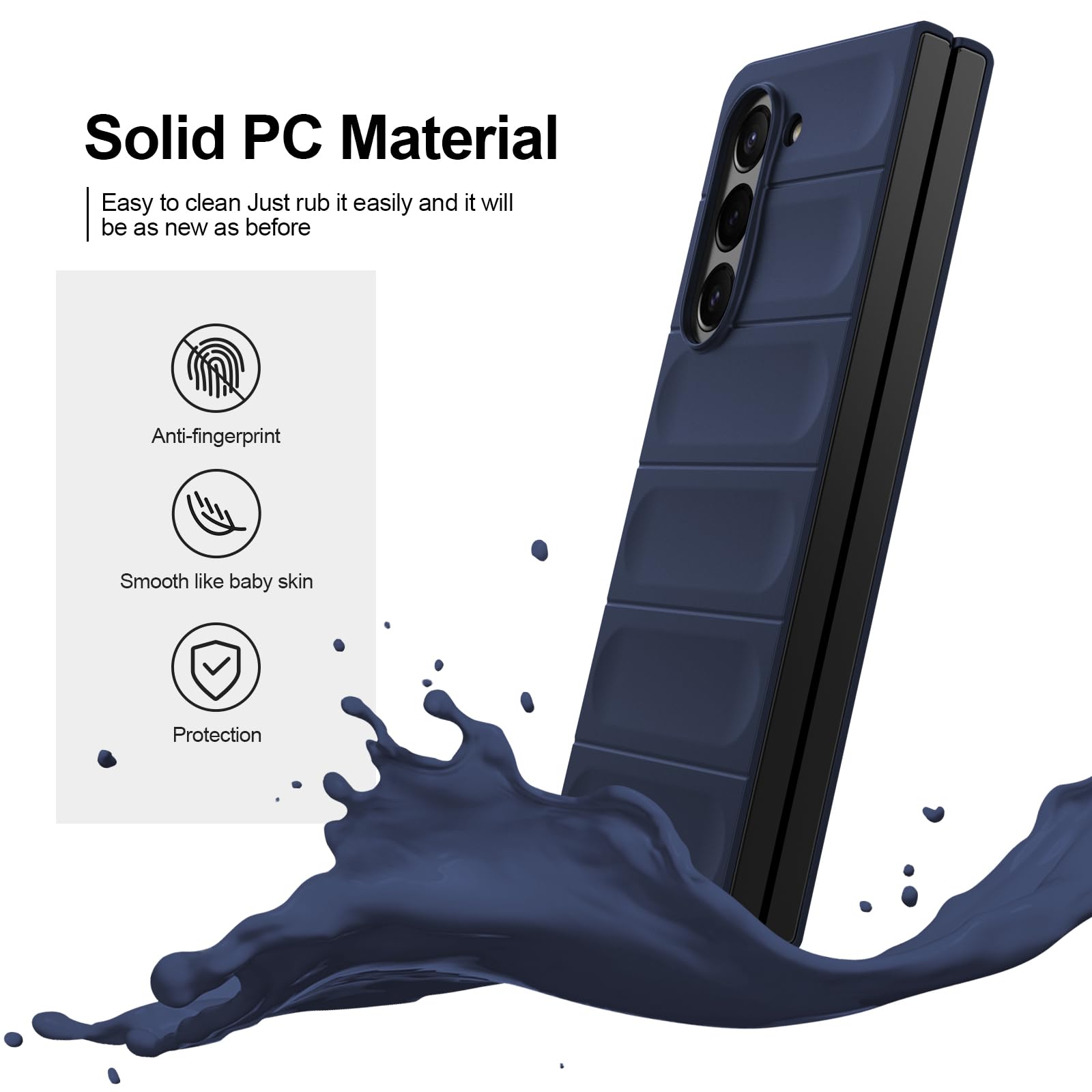 Case for Samsung Galaxy Z Fold 5, Hard PC Slim Fit Bumper Case, Anti-Scratch Shockproof Protective Phone Cover, Blue — view 2