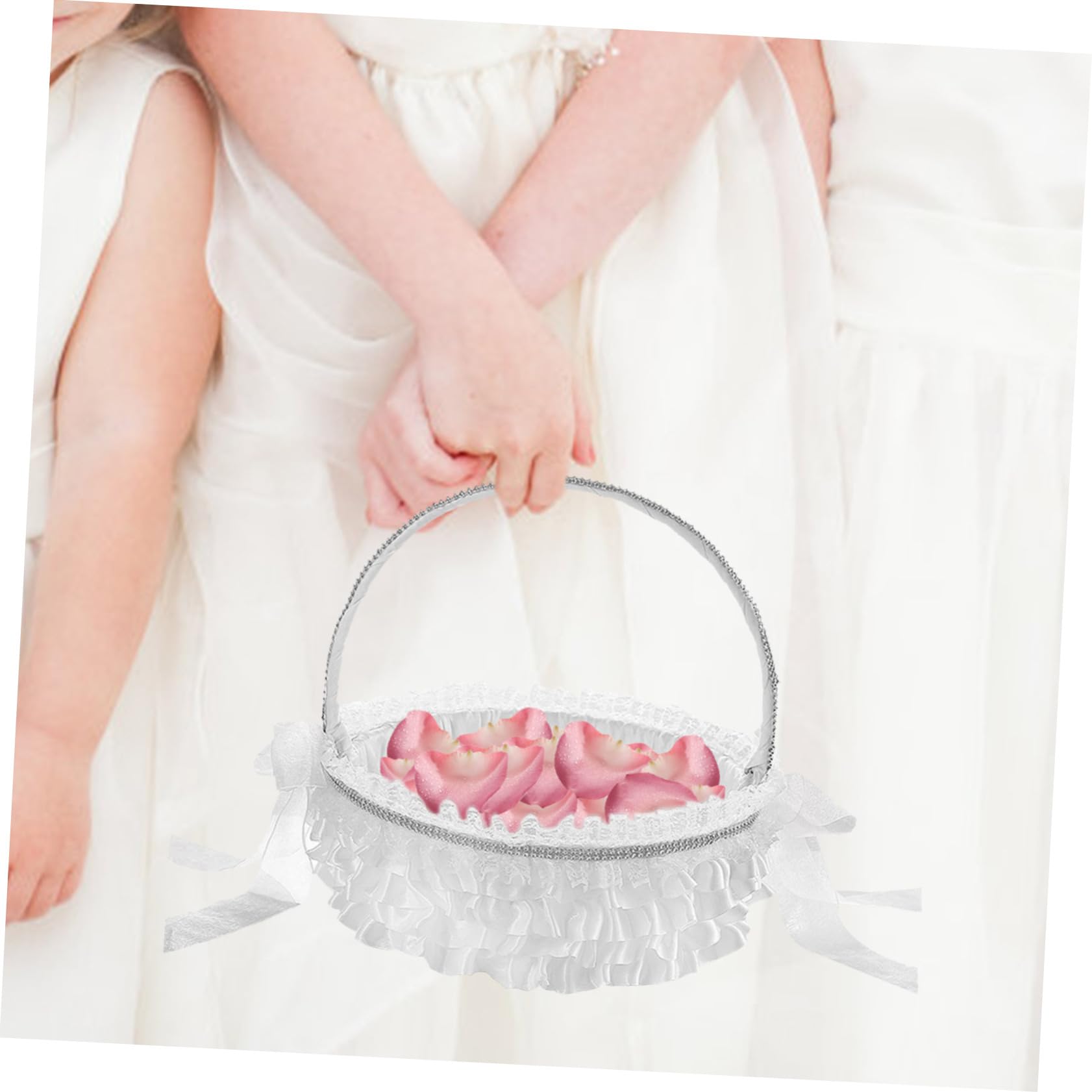IMIKEYA Panier de Demoiselle Honneur Panier de Fleurs Mariage pour Demoiselle Honneur