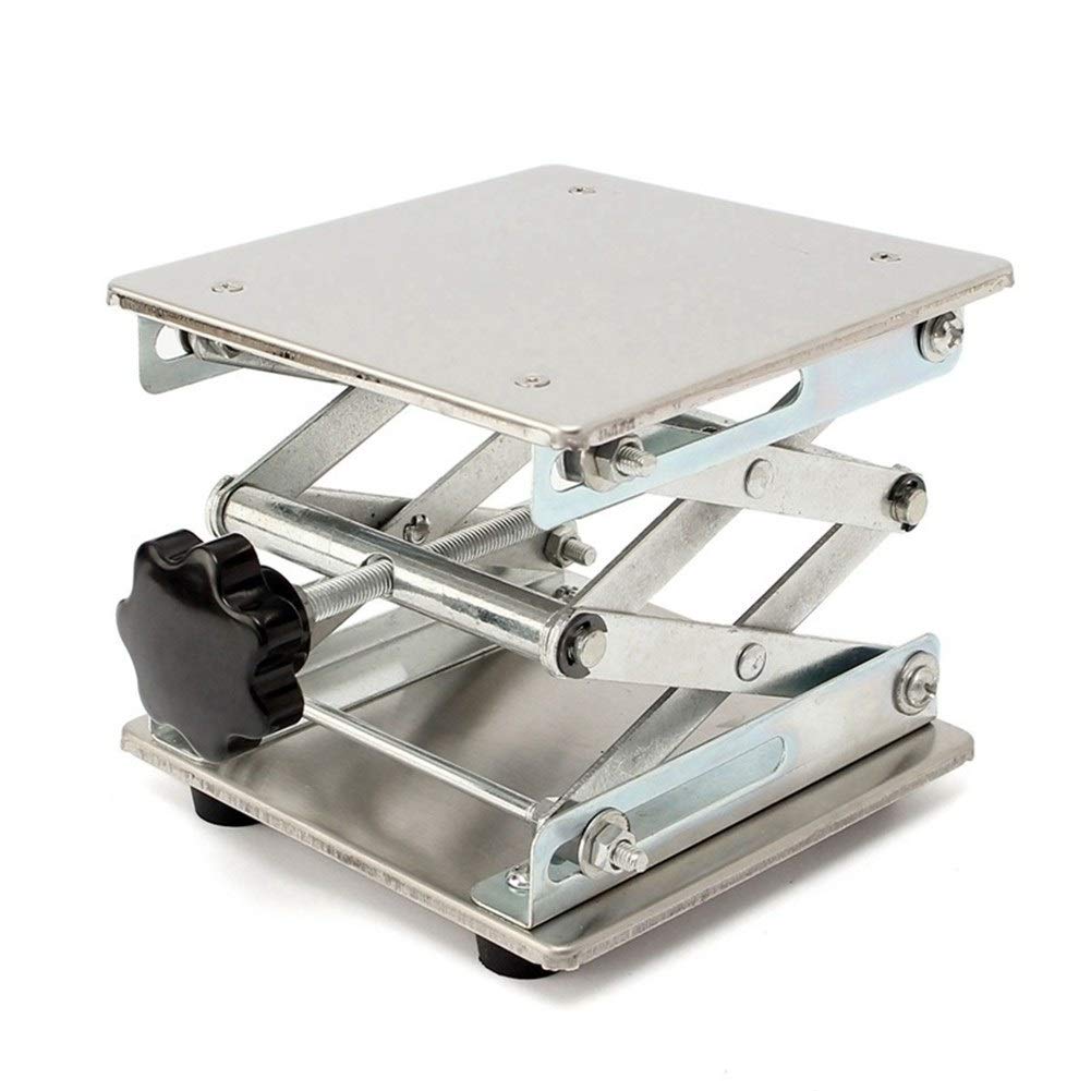 Plataforma elevadora de tijera 150x150 mm en acero inoxidable para soporte de laboratorio