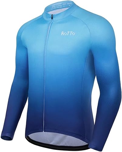 ROTTO Camiseta de ciclismo para hombre, manga larga, color degradado