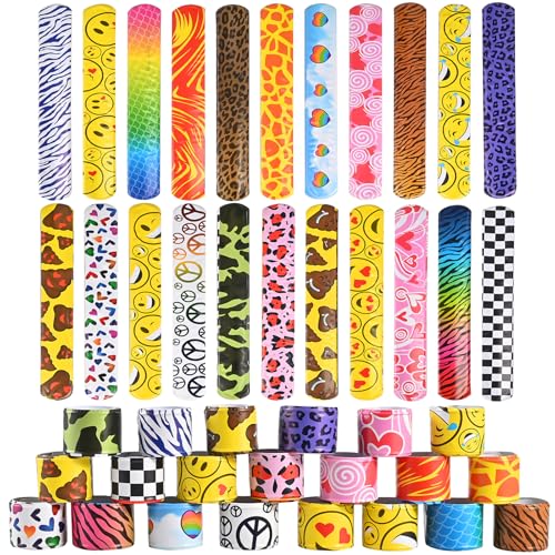 GOLDGE 24pcs Slap Bands for Kids Colorful Slap Bracelets for Party Bags Fillers & Favors Multicolour Slap Wrist Bands for Boys Girls Ideal for Birthday Christmas Toys