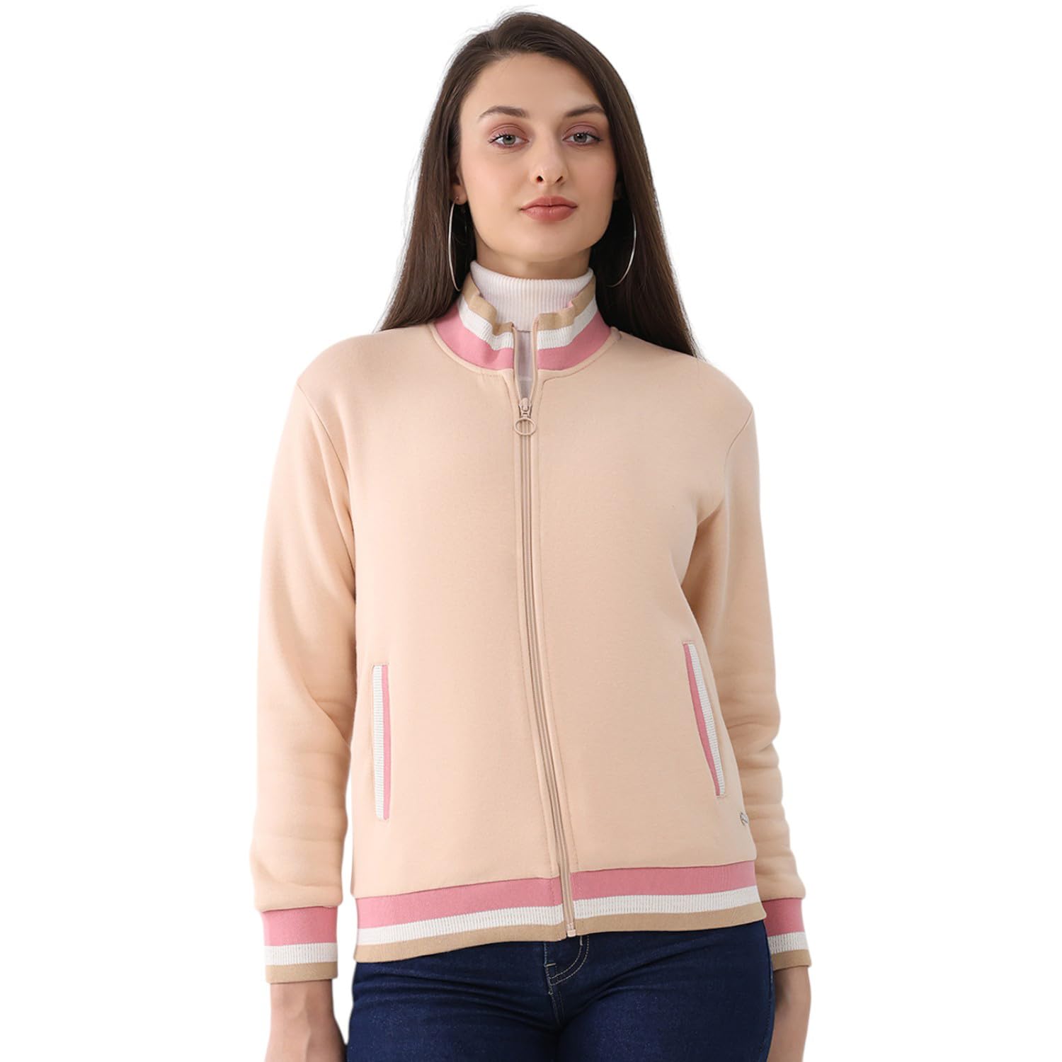 Women’s Regular Fit Sweatshirt | Solid Pattern | Mock Neck | Full Sleeves | Zip Closure | Stylish Warm Winter Wear Sweatshirt for Women (Pack of 1)