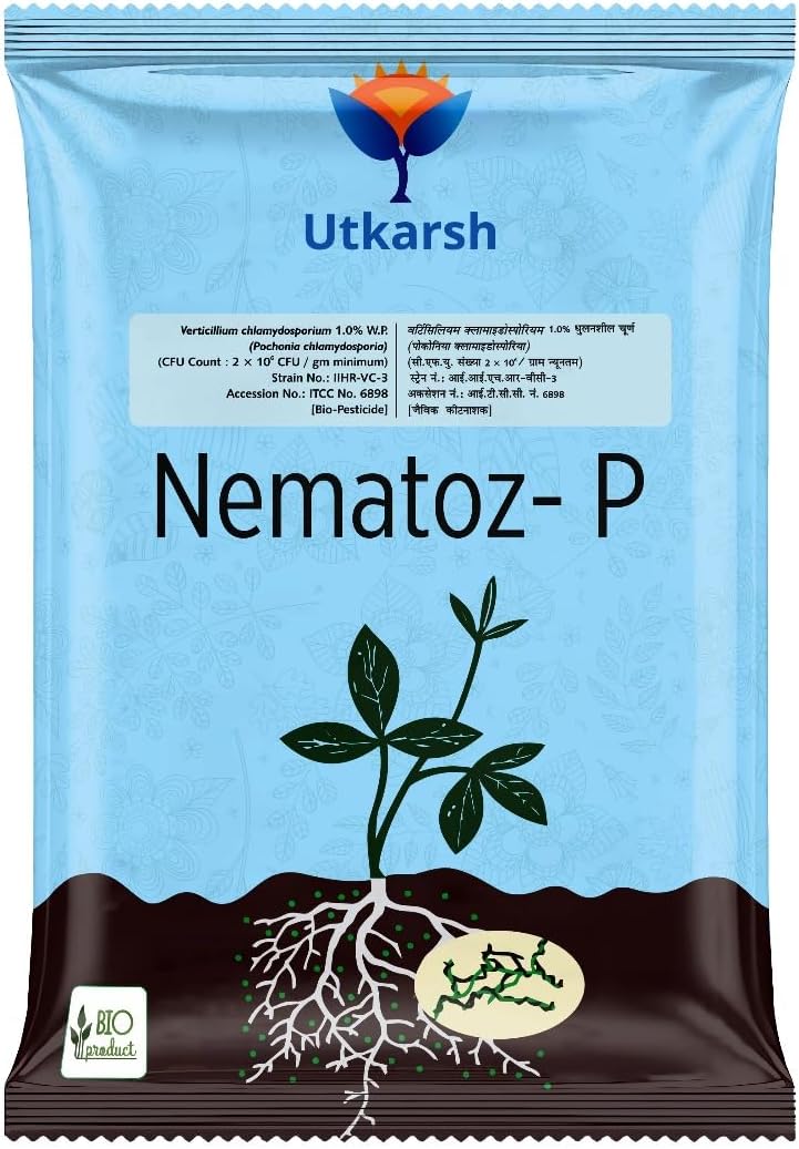 Verticillium Chlamydosporium | Pochonia Chlamydosporia 1.0% W.P 2 x 10^6 CFU/gm min. for Plants, Crops and Home Gardening - Nematoz-P (1 Kg; Pack of 1)
