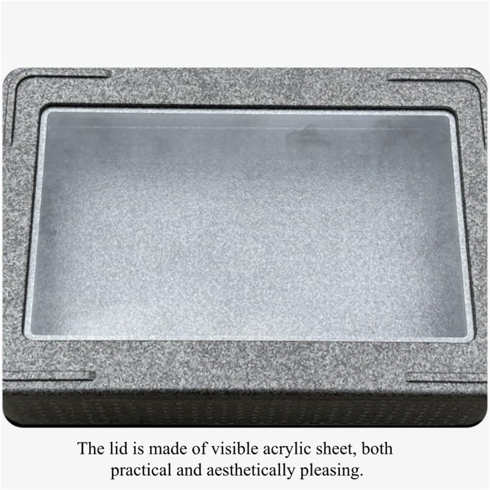 EPP Cold Food Serving Tray for Food Preservation, 30L Cooler with Clear Lid, Tiramisu Insulated Serving Tray, Portable Dessert Chilled Tray for Camping, Picnic, Vendors