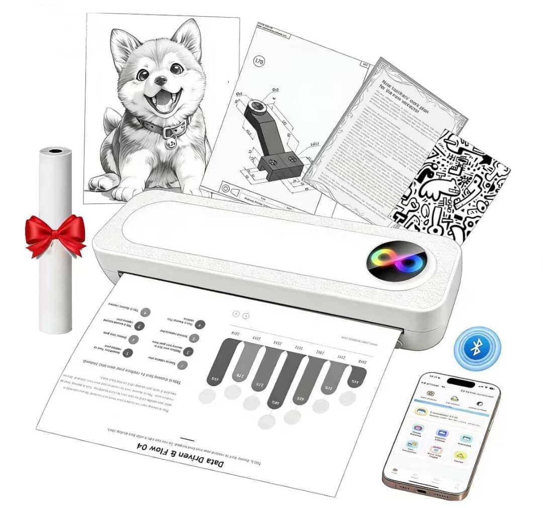 Portable Thermal Printer - Inkless Bluetooth Wireless Printer for Travel & Office, Supports 8.5" x 11" Letter Size, Mobile Phone & Laptop Compatible, Printer for Business & School (A4)-image-36