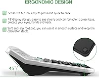 Vista 4 de Calculadora, Splaks - Calculadora de escritorio funcional estándar, batería solar y AA, calculadora electrónica de doble potencia con pantalla 2