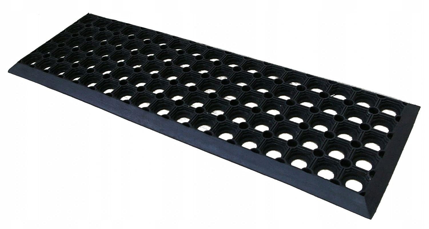 R.G. Gummi Stufenmatten Fußmatte Ringgummimatte 25x75 cm Treppenmatte Matte rutschhemmend Dicke 18mm mit Anlaufkante (5 Stück)