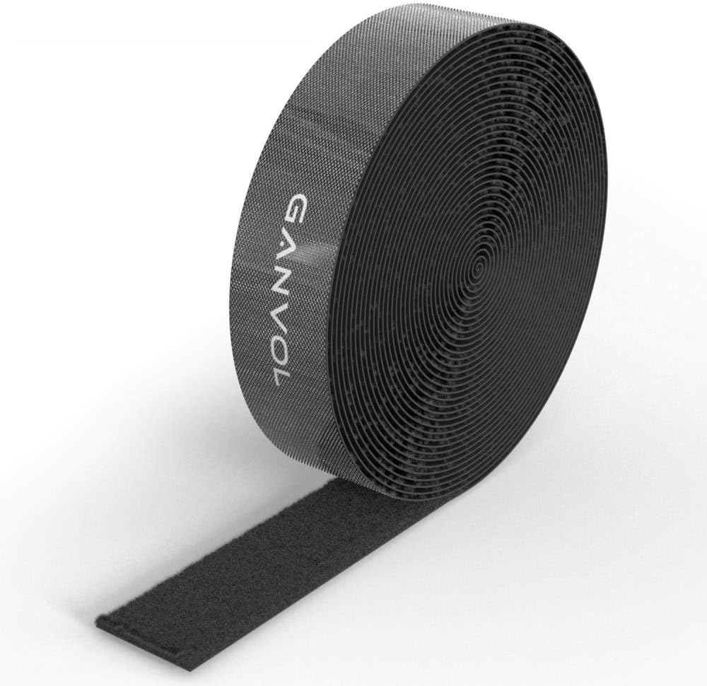 Ganvol Hook and Loop Reusable One-Wrap Cable Tie, Parasol Strap, 2cm Wide, 6m Long (Cut to Size & Doesn't Fray) for tidying Cables/Garden Chairs, No Fiddling with Tying, Neater Than Plastic Ties