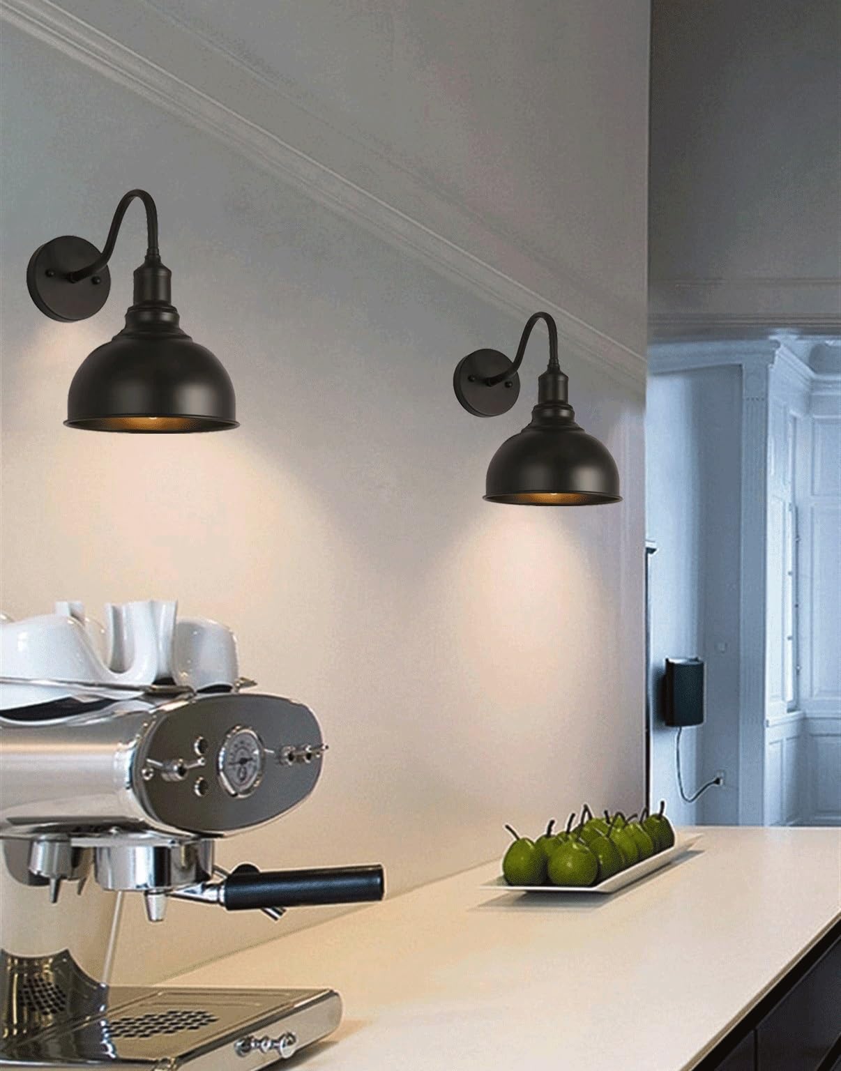 Applique da Parete Nere a Batteria/Set di 2 luci Ricaricabili con Telecomando, Lampadina dimmerabile e programmabile, Applique Ricaricabile Senza Cablaggio Fisso per Bagno e soggio