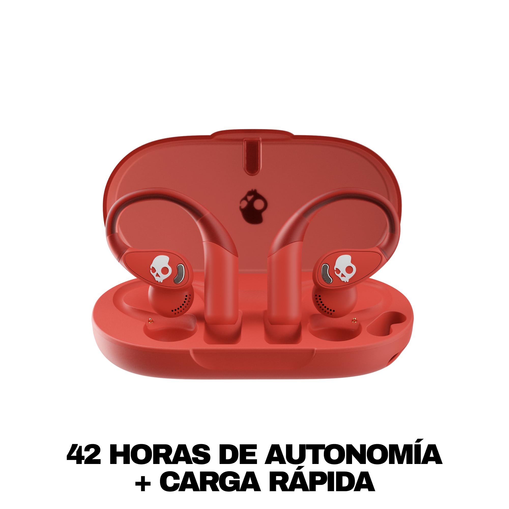 Skullcandy Push 540 Open Auriculares Open Ear Inalámbricos Bluetooth Resistentes al Agua y al Sudor, 42 Horas de Autonomía, Banda Magnética Separable, Ajuste Seguro - Rojo