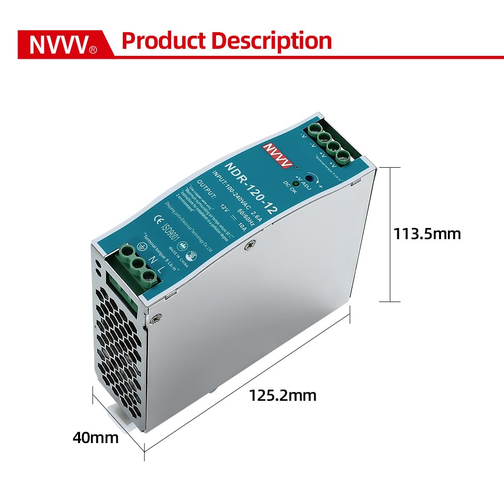 NDR-120-12 120W 12V 10A Hutschienen Netzteil DIN-RAIL