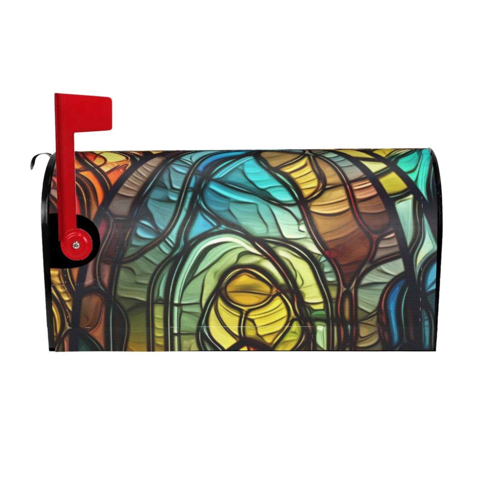 Stained Glass Art Mailbox Covers Magnetic Wraps Post Letter Box Cover Garden Home Decor 25.5x21 in