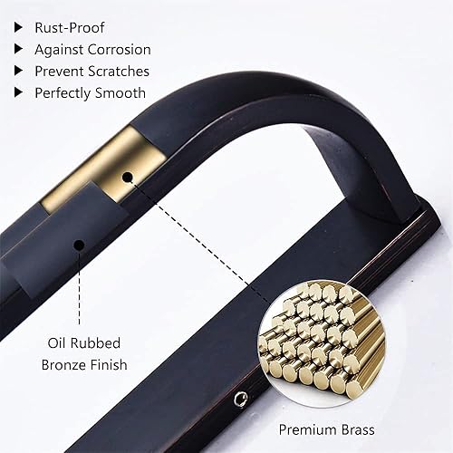 Miniatura 4 de WINCASE Toallero de bronce, toallero de mano aceitado de 24 pulgadas, toallero de baño para montaje en pared con rosca