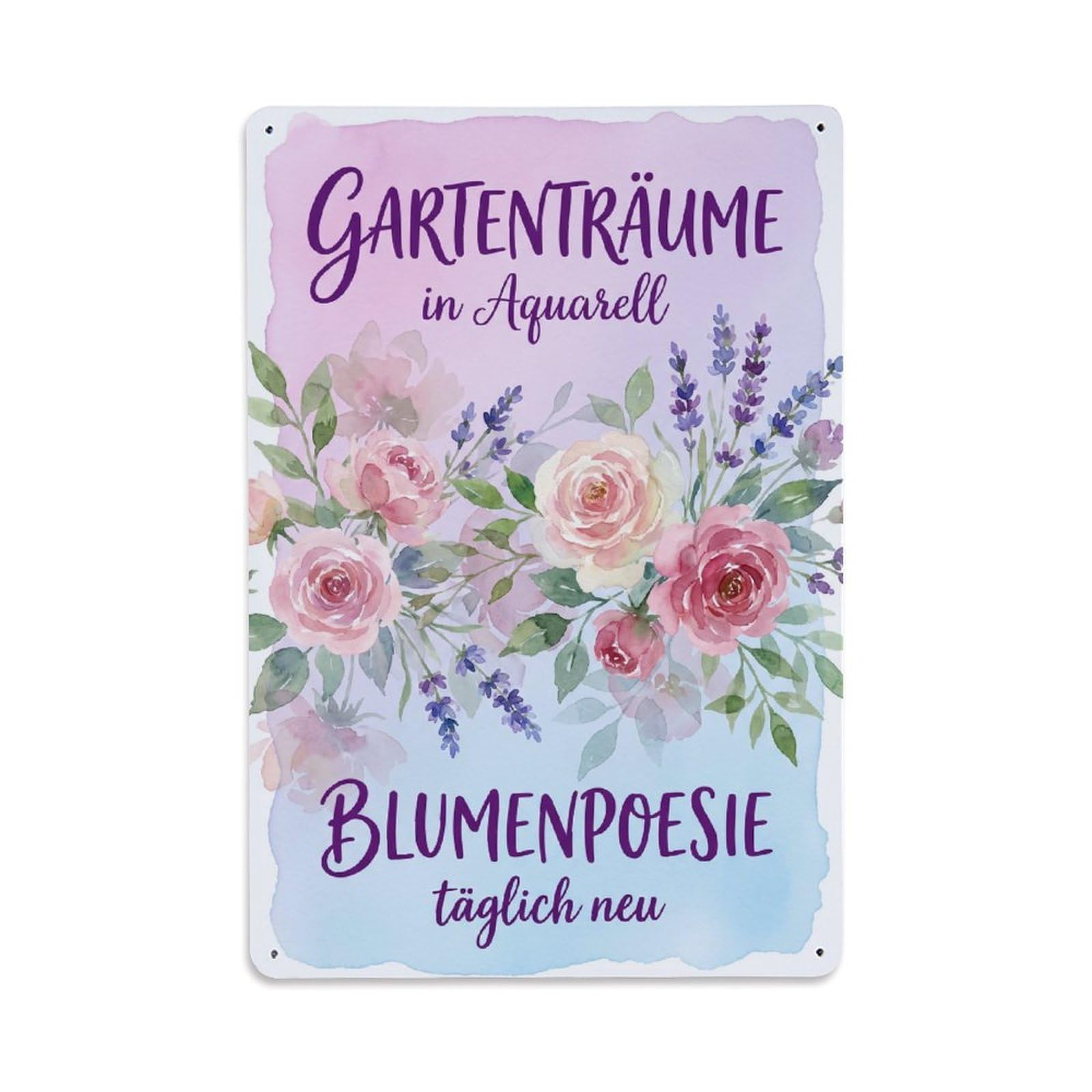 Vintage Funny Garden Watercolor Dreams Rustic Gate Fragrant Metal Tin Sign