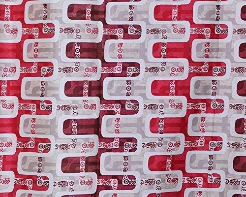 Image of Exporthub 2 Pieces Fancy Design Red Box Polyester Eyelet Long Door Curtains - Length 9 Feet, (EHSPR712 94)