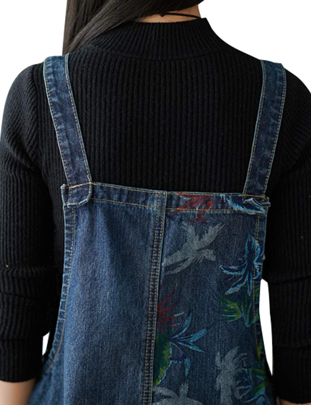 Youlee Damen Breites Bein Denim Overalls Retro Beiläufig Latzhose
