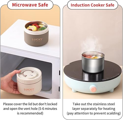 Miniatura 5 de Recipientes de almuerzo aislados portátiles, lonchera Bento de acero inoxidable caja de almuerzo para adultos con bolsa de almuerzo aislada, 4