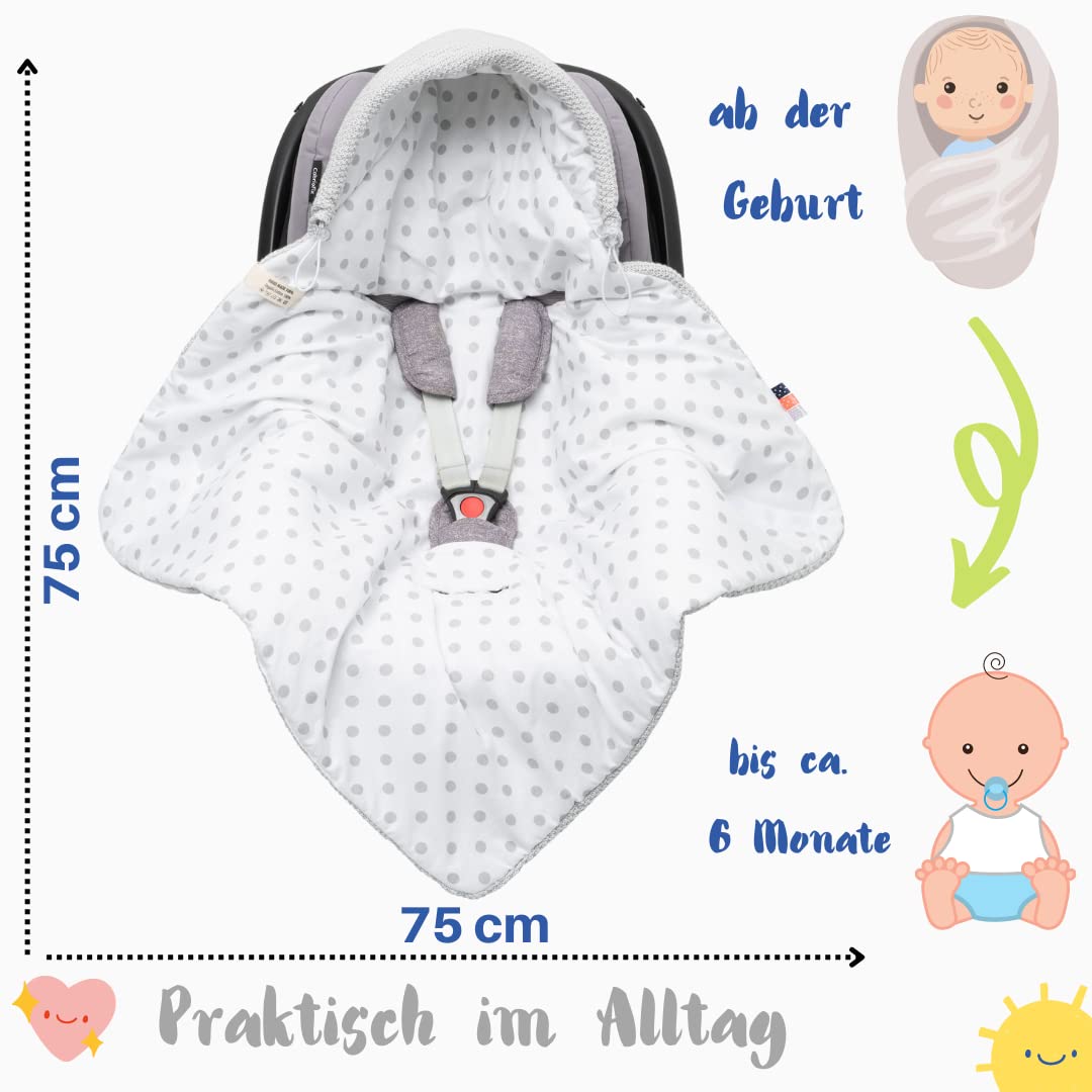 Mikos Couverture Bebe Siege Auto Hiver Nouveau-né Fil de Coton et 100% Coton avec Rembourrage Universel pour Poussette et lit bébé été et Printemps Maxi COSI Sangle à 3 Points (39)