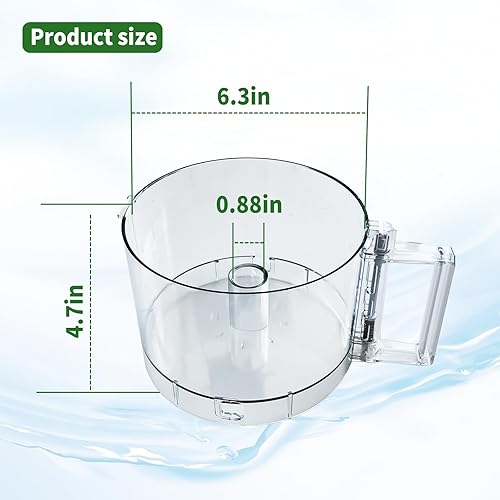 Miniatura 5 de Cuenco de trabajo de procesador de alimentos de 7 tazas compatible con Cuisinart DLC-10 Series, FP-631AGTX-1. Nota este cuenco cuenta con 2 pestañas