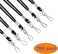 Vista 3 de HOSL Cordones de nailon negro, paquete de 100 cordones a granel para tarjetas de identificación de oficina con gancho giratorio