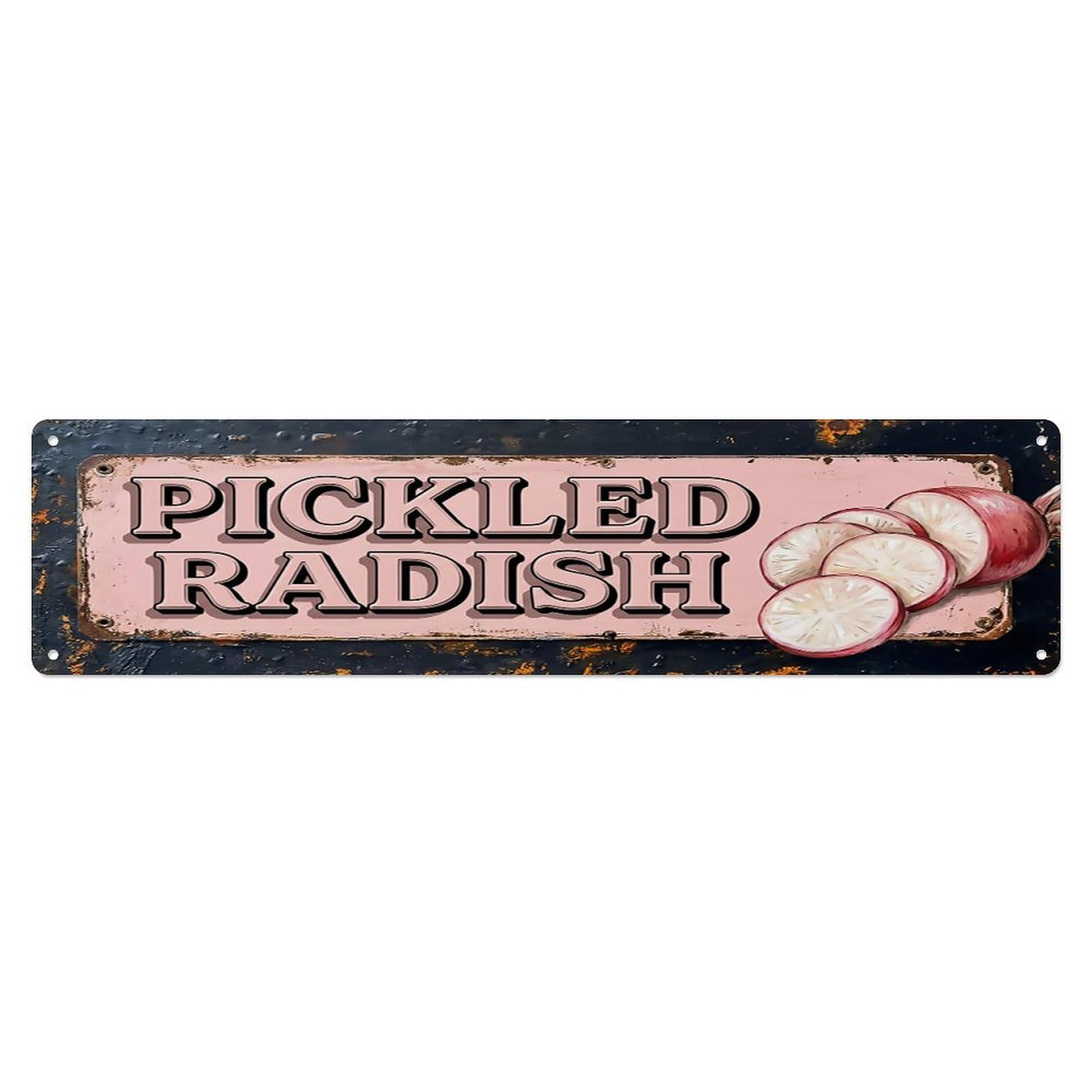 Vintage Pickled Radish Crisp Farmhouse Metal Tin Sign