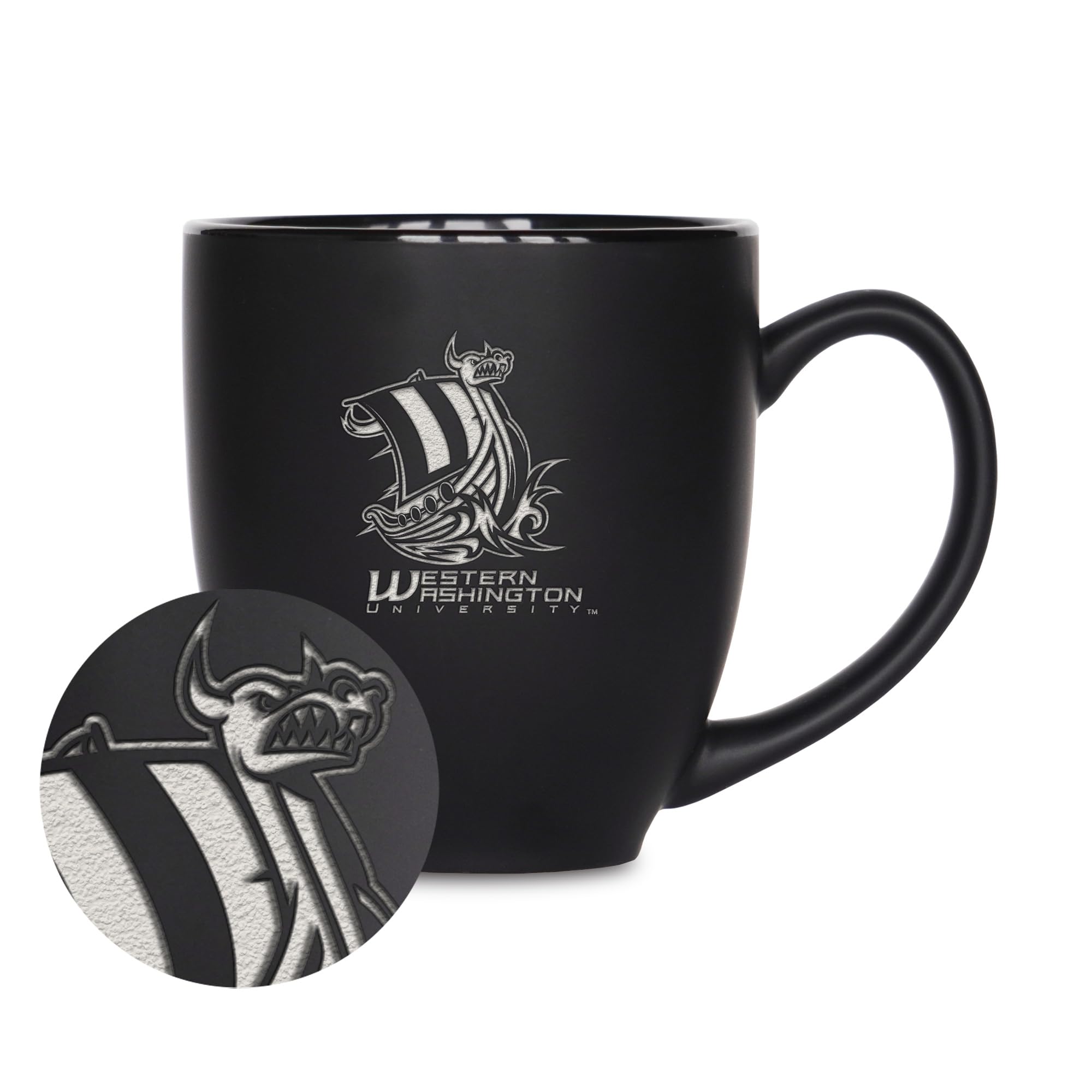Tasse en céramique gravée Western Washington Vikings finition noire mate premium