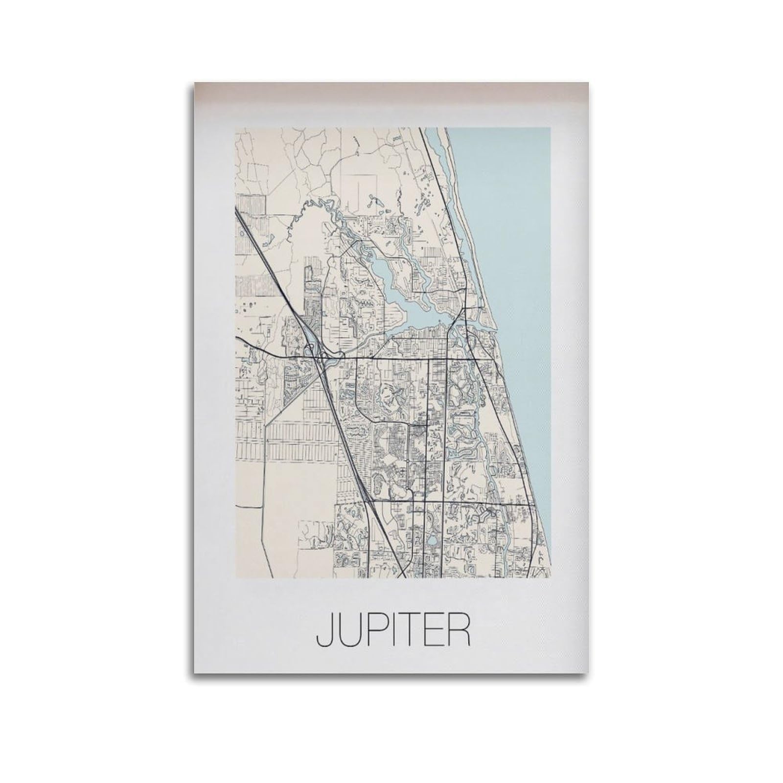xiaoxiaoshen Jupiter Florida Map Canvas Poster Wall Art Prints Room Aesthetic Murals Bedroom And Living Decorations 20x30inch(50x75cm)