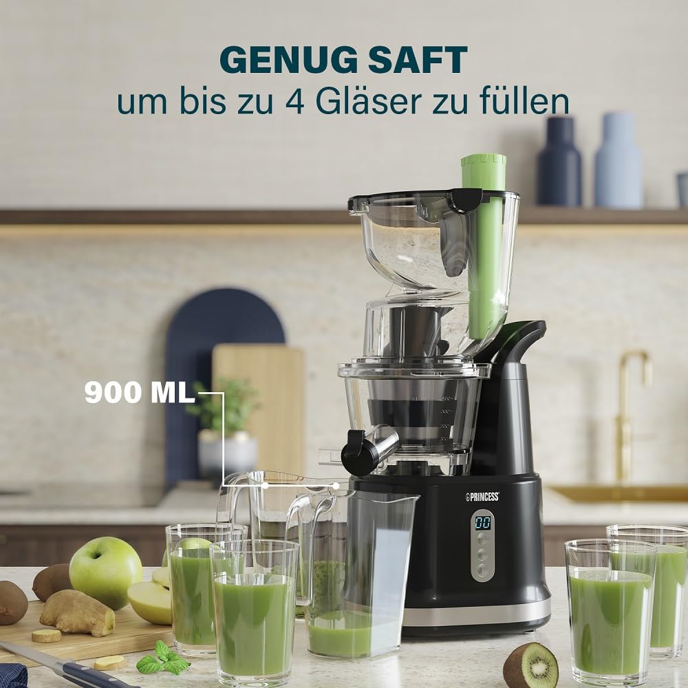 Princess 202045 Easy Fill Slow Juicer – Extra großer Fülltrichter – Hoher Saftertrag