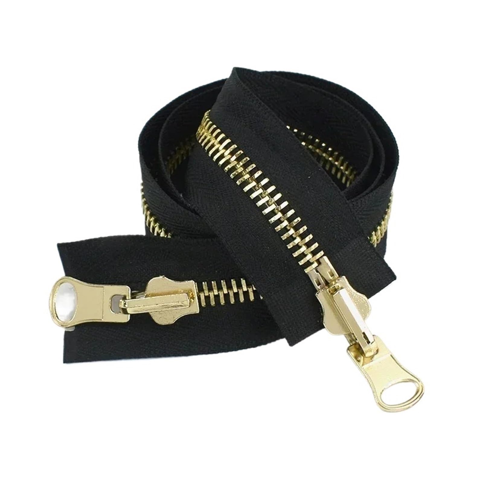 Cremallera Metálica Giratoria De Extremo Abierto, Deslizador Cremalleras Reversibles Doble Cara, Accesorios Reparación Costura, 5#8#70-100cm, 1 Ud(BlackGold,100cmNo8)