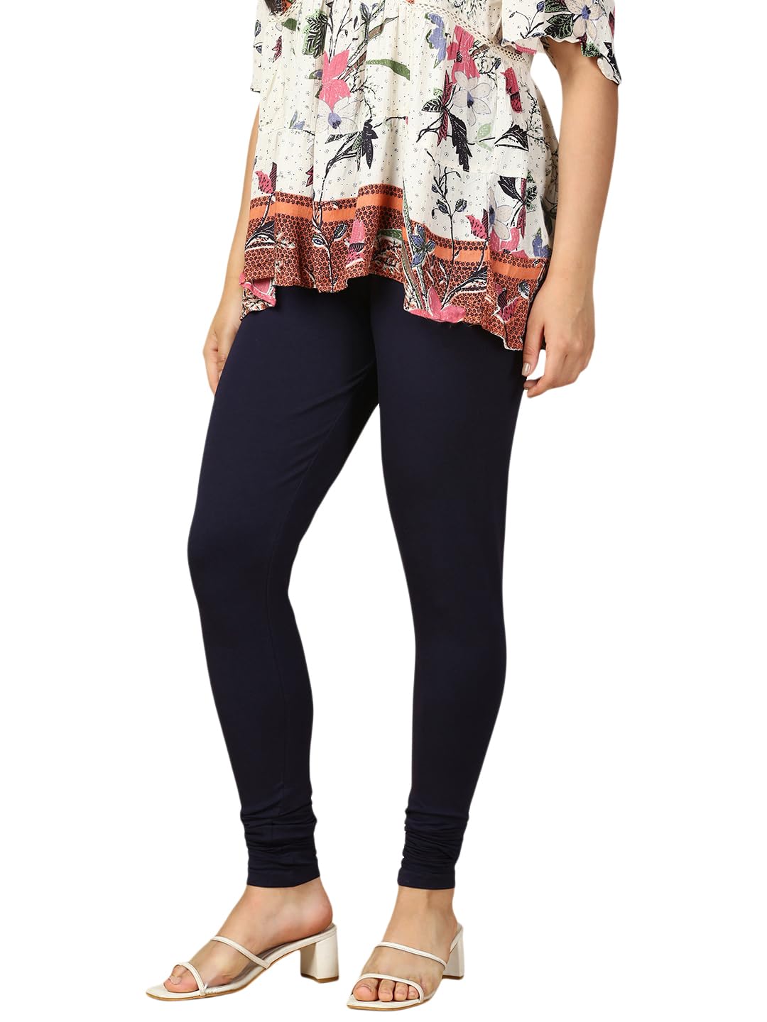 lux cozi PYNK Solid Premium Cotton Lycra Churidar Leggings for Women | Regular Fit Elastic Waist Full Length Women Leggings | Free Size-picture-18