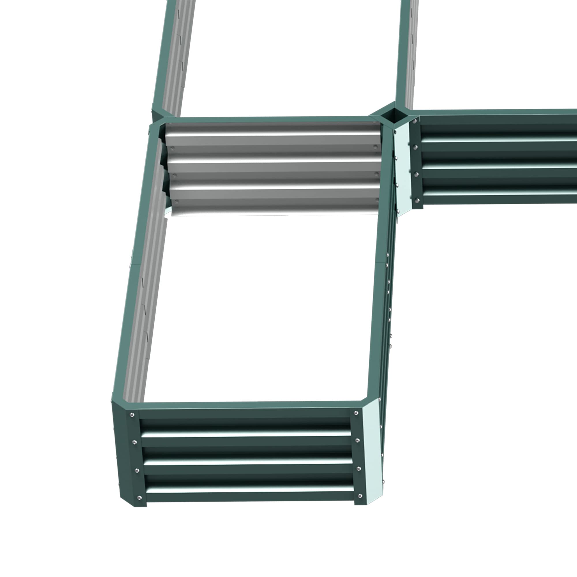 Outsunny Jardinière Carré Potager de Jardin 245L x 242l x 31H cm Vert | Modulable En Acier, Ensemble de 5 Jardinières, pour Légumes, Plantes, Fleurs