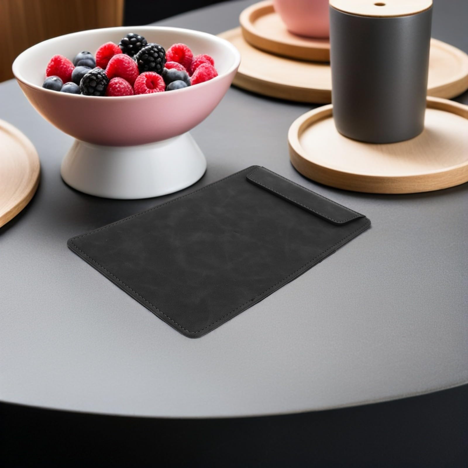 Sosoport 4 Piezas Portamenús Negro de Cuero Sintético Elegante para Restaurante Sujeción Segura y Superficie Fácil de Limpiar Adecuado para Entornos de Hostelería Ocupados