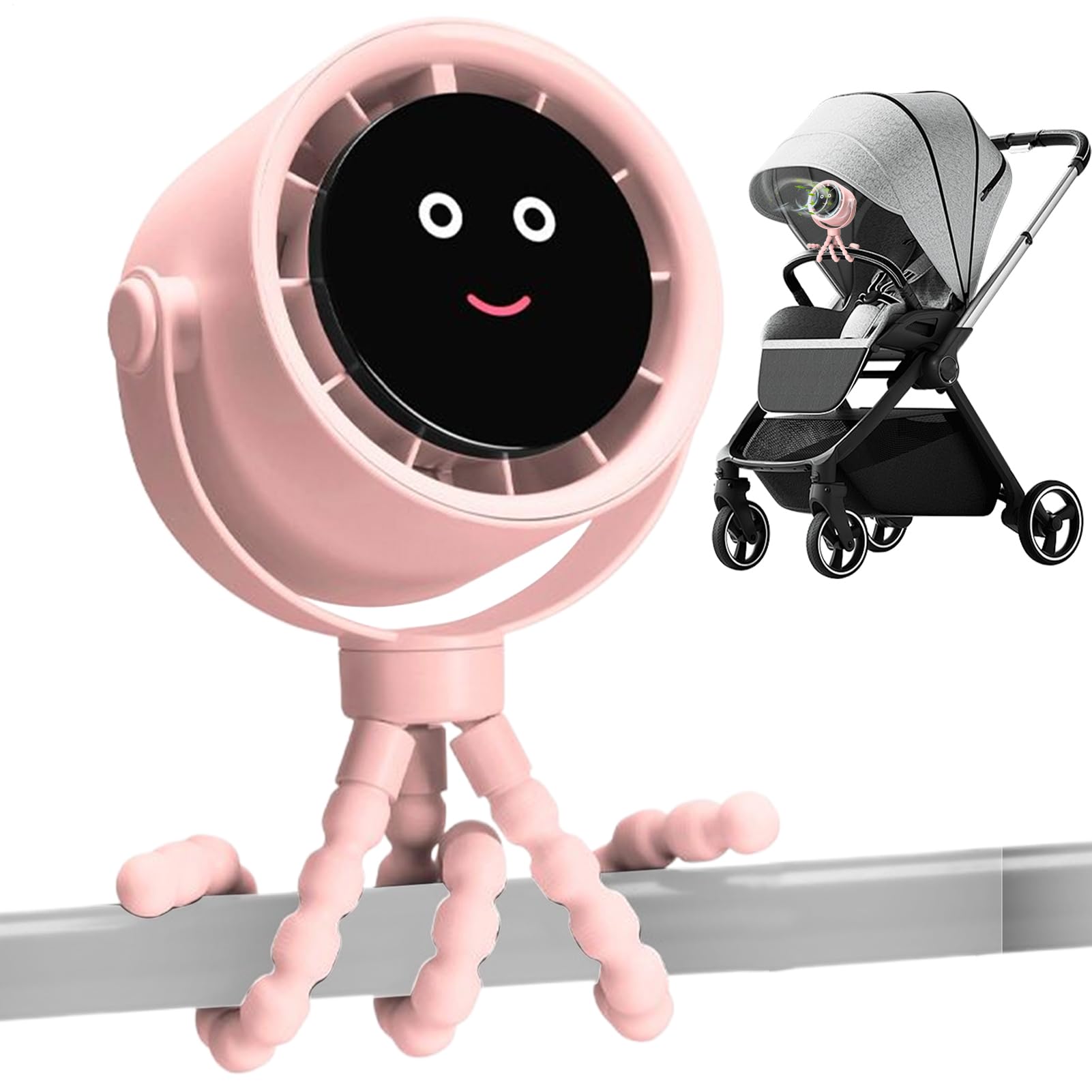 Ventilatore Clip Per Passeggino Ventilatore Personale Portatile Con Clip | Raffreddatore D'aria 5 Velocità Ricaricabile Girevole 360° Per Viaggio Estivo All'aperto Campeggio