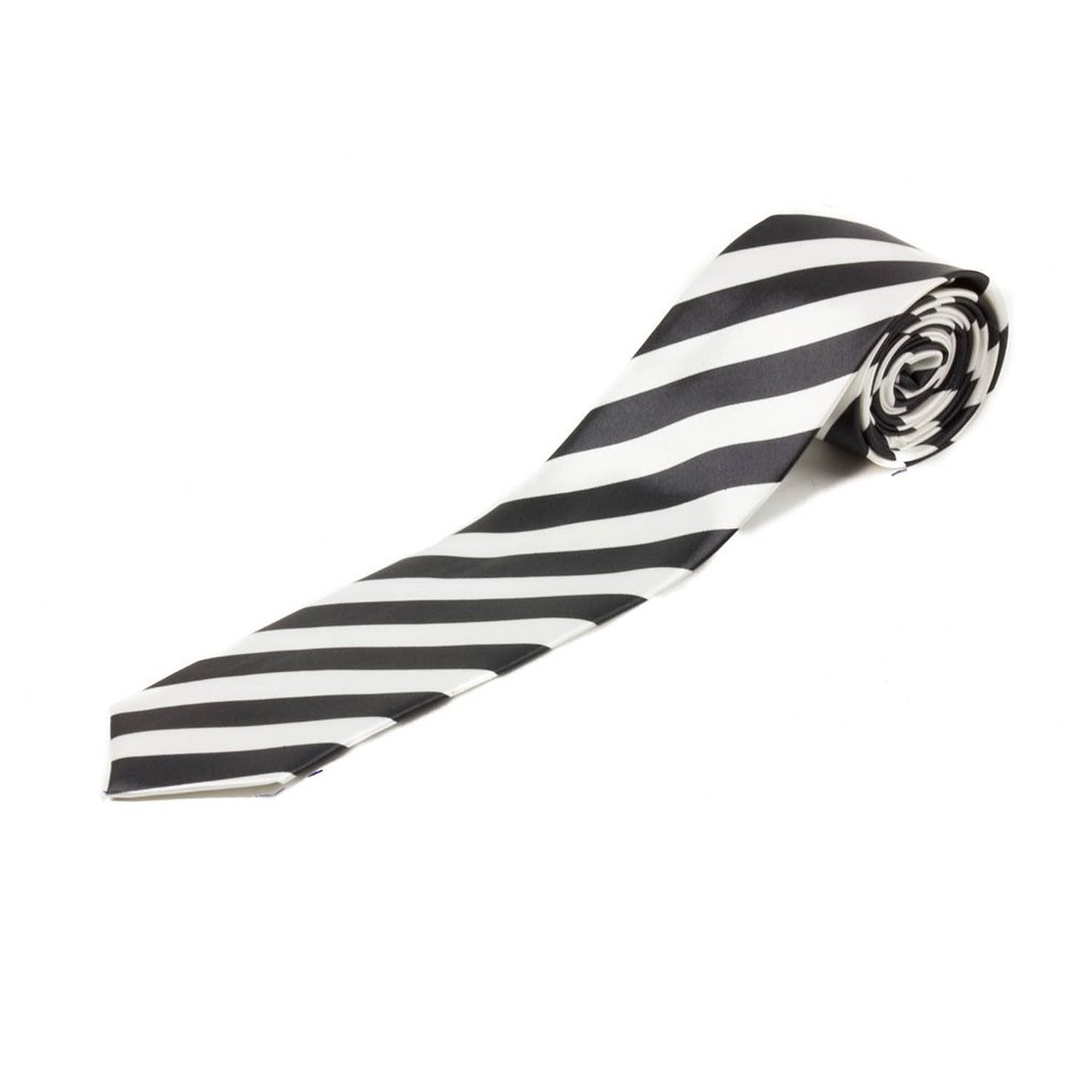 Mytoptrendz® Mens Treny Slim Tie Unisex Striped Necktie (Black and white)