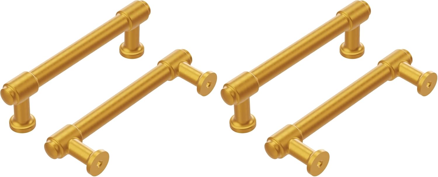 Hickory Hardware 10 Pack Solid Core Kitchen Cabinet Pulls, Luxury Cabinet Handles, Hardware for Doors & Dresser Drawers, 3 Inch Hole Center, Champagne Bronze, Piper Collection