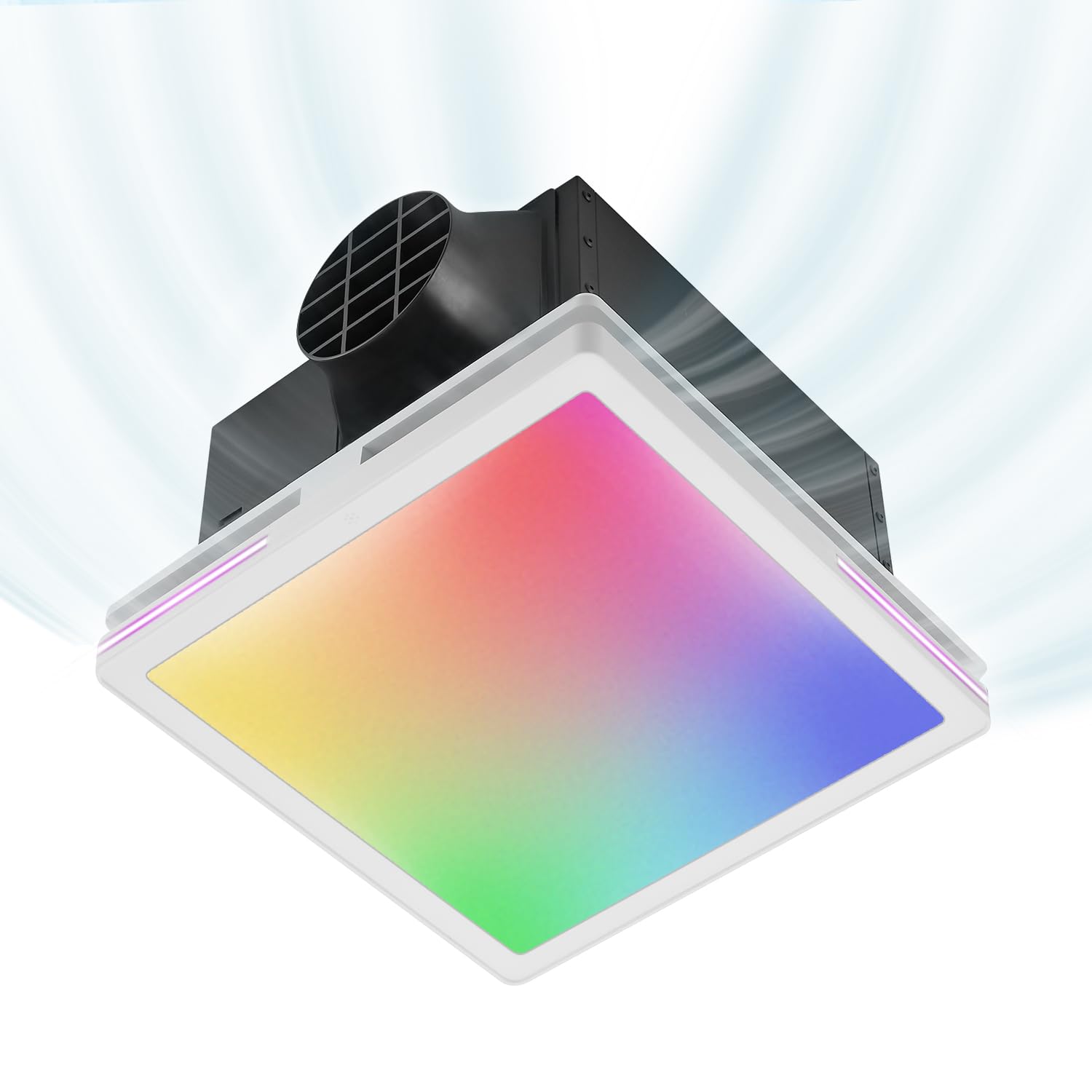 Photo 1 of Zeyzer Bathroom Fan with Bluetooth Speaker & RGB Light, 11.8" Ceiling Exhaust Fan with Remote Control, 141 CFM, 1.0 Sone Quiet, 3.94" Duct, Adjustable White/Warm/Neutral Light