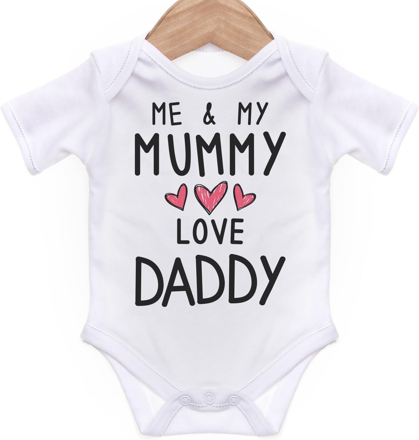 ART HUSTLEMe and My Mummy Love Daddy Short Sleeve Bodysuit/Baby Grow for Baby Boy Or Girl