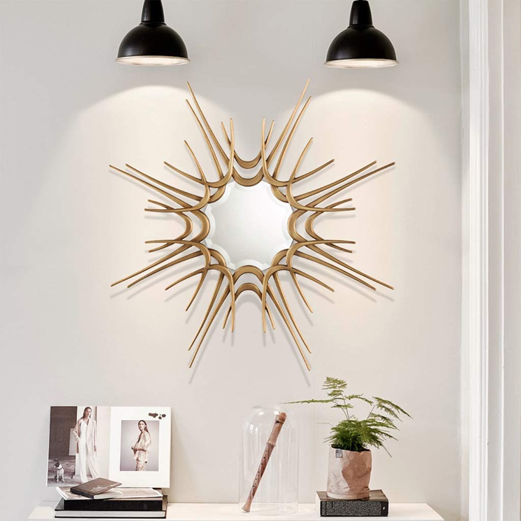 Specchio di legno decorativo a forma di specchio Sun Wall Art American Art portico sotto 80cm