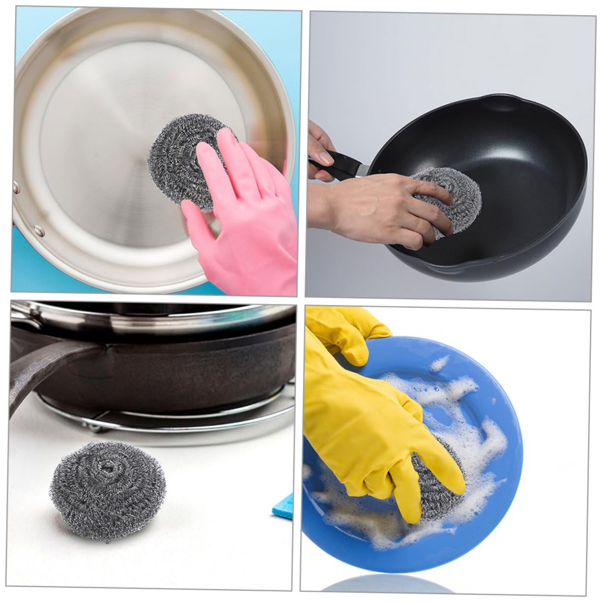 Gatuida 20 Piezas de Fregadores de Acero Inoxidable para Ollas y Sartenes, No Dañan la Superficie, Reemplazables, Adecuado para Limpieza en Cocina