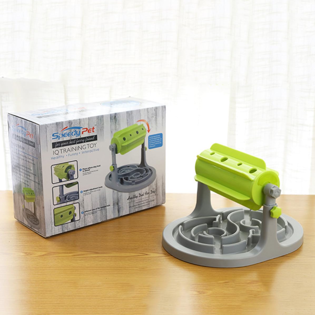 VICASKY Dispenser Cibo per Cani a Tipo Tamburo in Plastica Verde, Erogatore Lento per Alimentazione Controllata e Gioco Interattivo per Animali Domestici