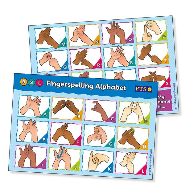 2 BSL British Sign Language Fingerspelling Alphabet Childrens Pupils Educational Poster Teachers Classroom Display A2 Primary Teaching Services