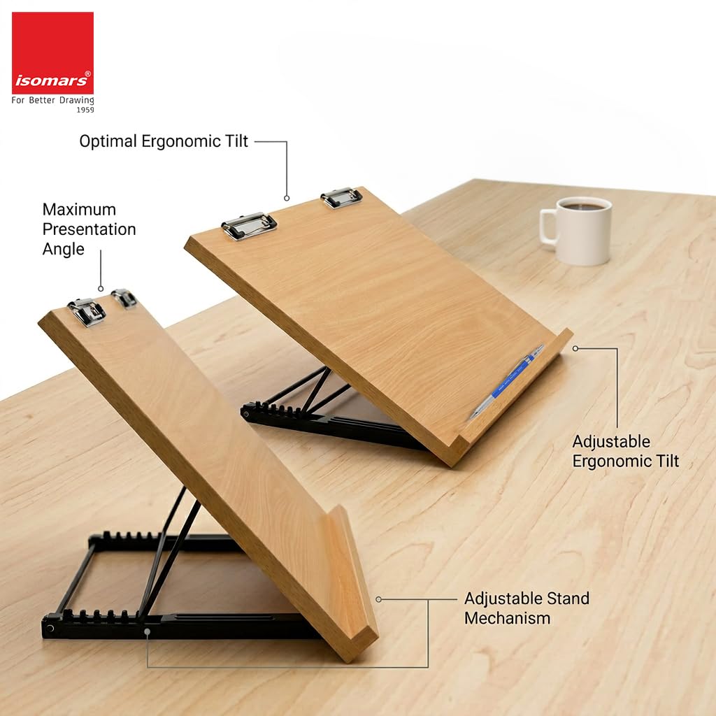 Isomars Drawing Board - Table Model Foldable Board with Clips - Drawing & Drafting Board (A3 (16 x 21 inches) | Ideal for Artists & Professionals 2