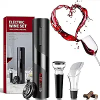 Kit Abridor de Vinho Elétrico de 4 Peças Com Saca Rolha Automático Bico Dosador Cortador de Lacre Rolha a Vácuo Cortador de Lacre Premium