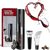 Kit Abridor de Vinho Elétrico de 4 Peças Com Saca Rolha Automático Bico Dosador Cortador de Lacre Rolha a Vácuo Cortador de Lacre Premium