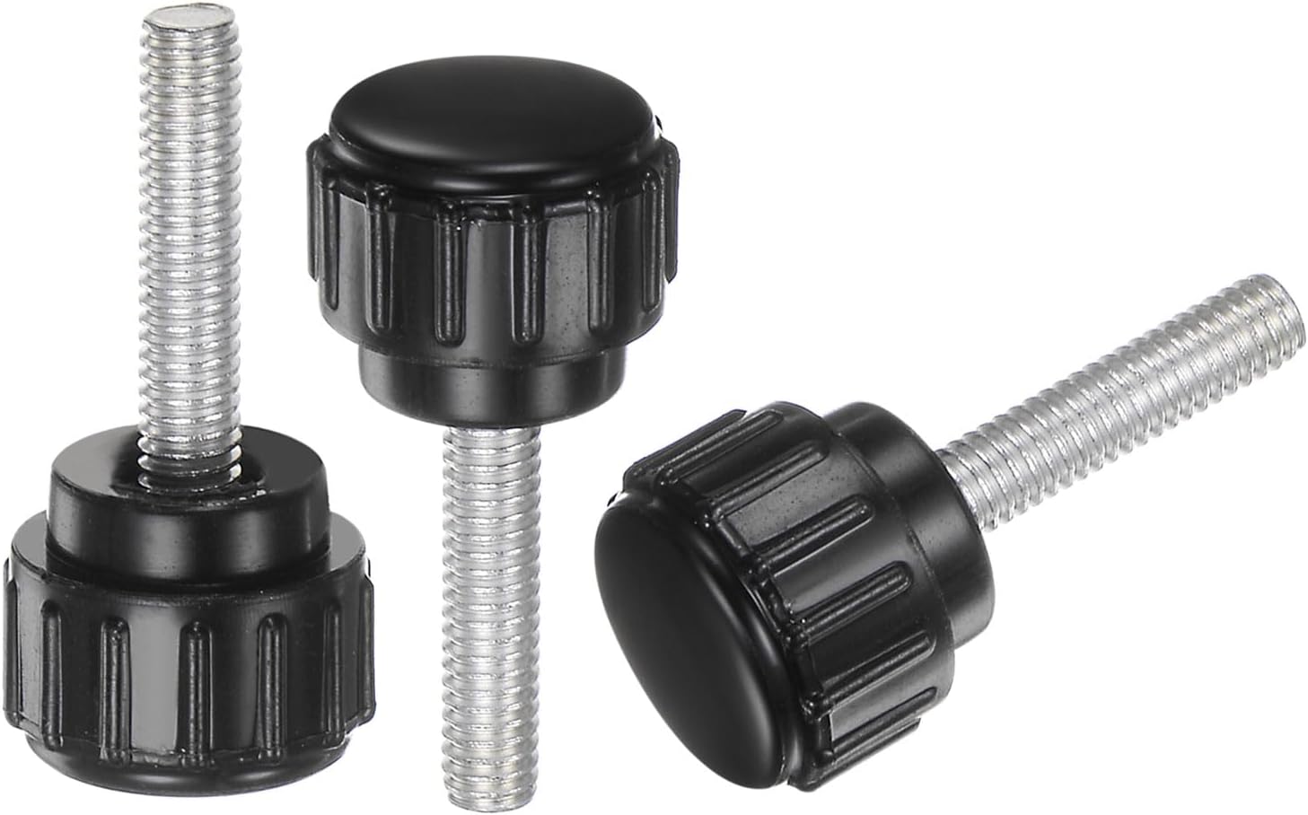 uxcell 20pcs M4 x 15mm Male Thread Knurled Knobs, Thumb Screws Clamping Knobs Grip 14mm Plastic Round Head Hand Knobs Thumbscrews, Black