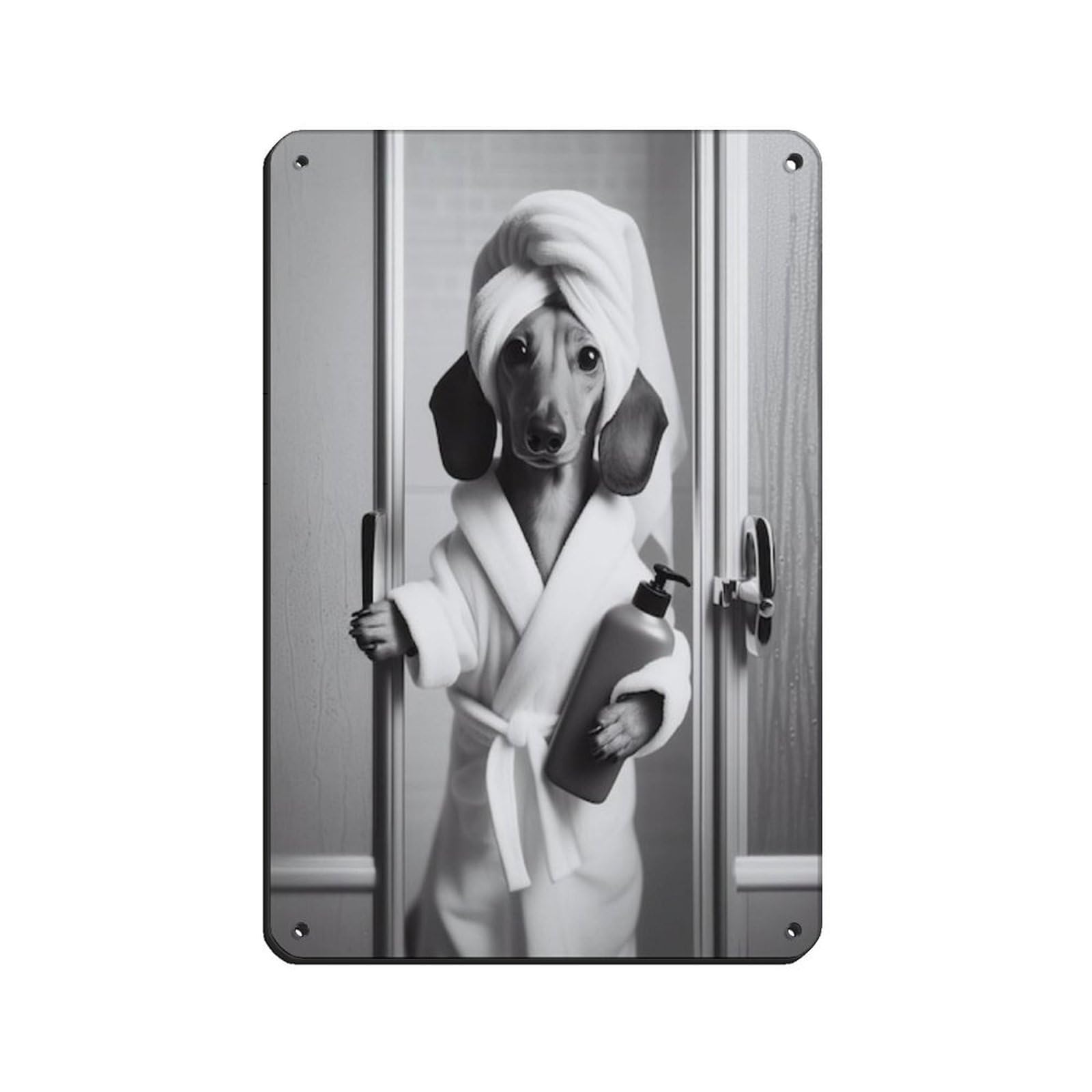Dachshund Bathroom Art Poster Tin Sign Vintage Metal Pub Club Cafe Bar Home Wall Art Decoration Poster Retro 8x12inch(20x30cm)